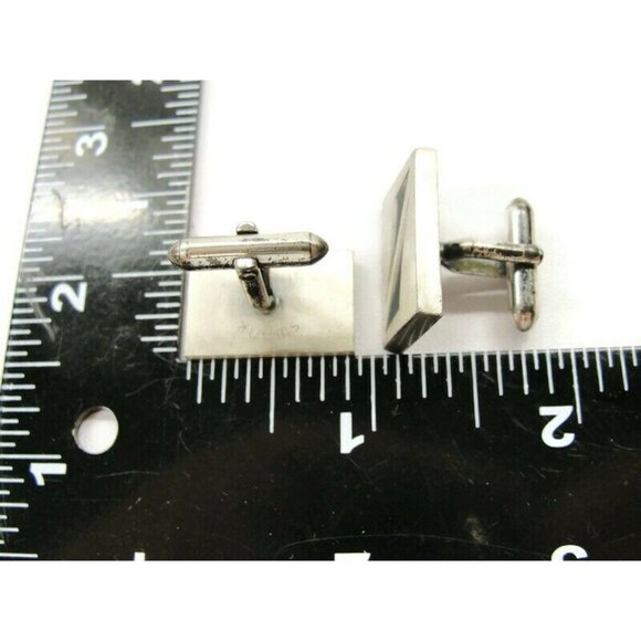 Swank Cufflinks Brushed Silver Tone Unique Design Tux Shirt Dress Suit Vintage - Picture 4 of 6